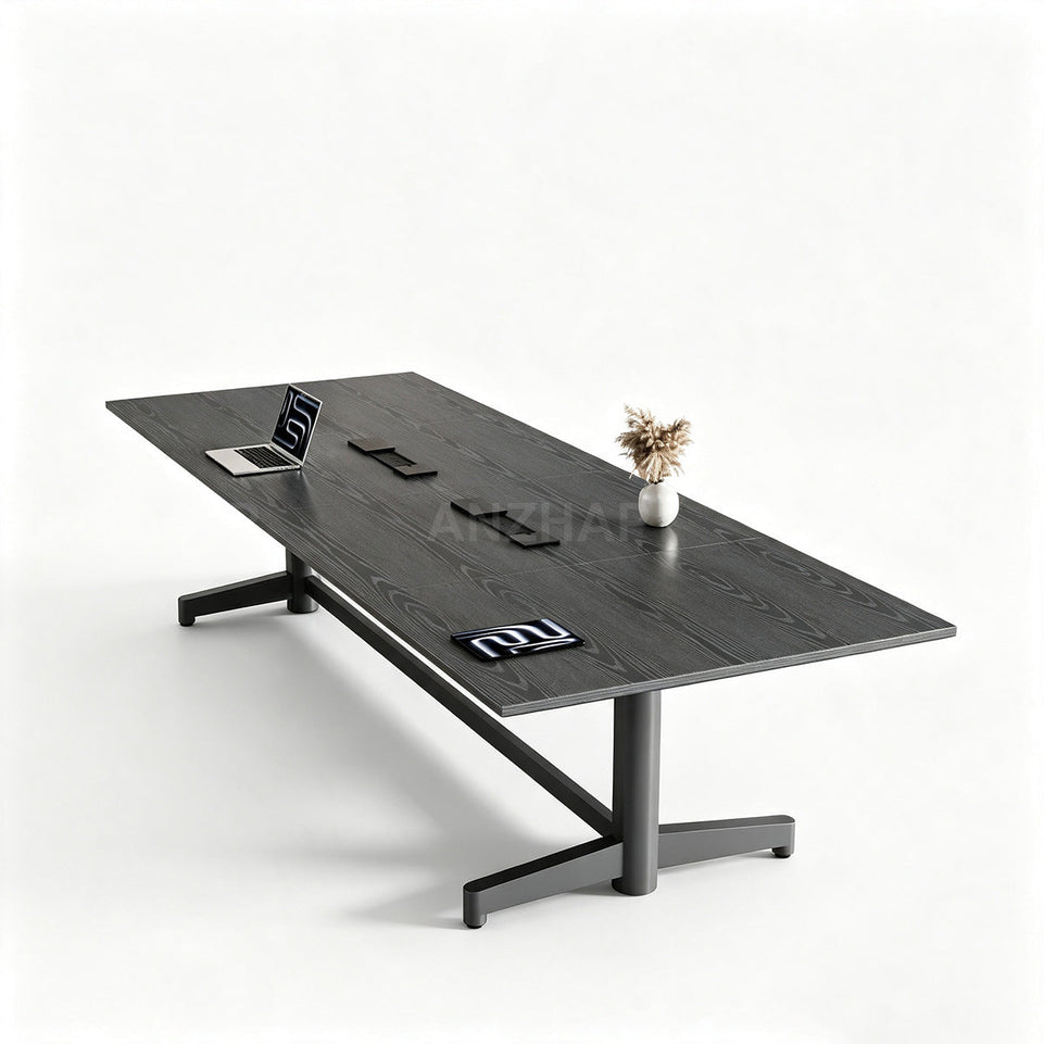 Conference Table with Built-In Power Outlet, Cable Management & Reinforced Legs