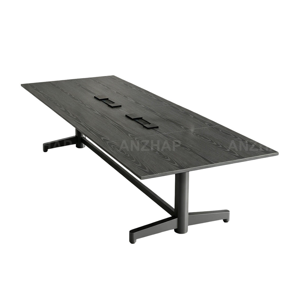 Conference Table with Built-In Power Outlet, Cable Management & Reinforced Legs / Size: 118" L x 47" W x 30" H