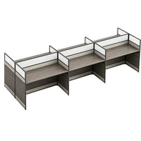 Modern Office Workstation Desk with 1" Thick Desktop, Frosted Privacy Panel, USB Ports & Mobile Pedestal Storage Cabinet