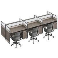 Modern Office Workstation Desk with 1" Thick Desktop, Frosted Privacy Panel, USB Ports & Mobile Pedestal Storage Cabinet