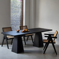 Solid Wood Mid-century Style Black Long Table HYZ-10129