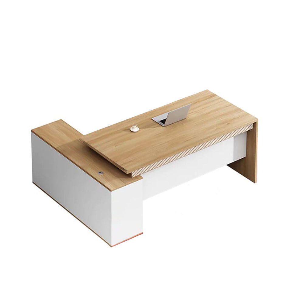 Office Desk Executive Desk With Curtain Plate With Side Cabinet with Wiring Hole LBZ-1068