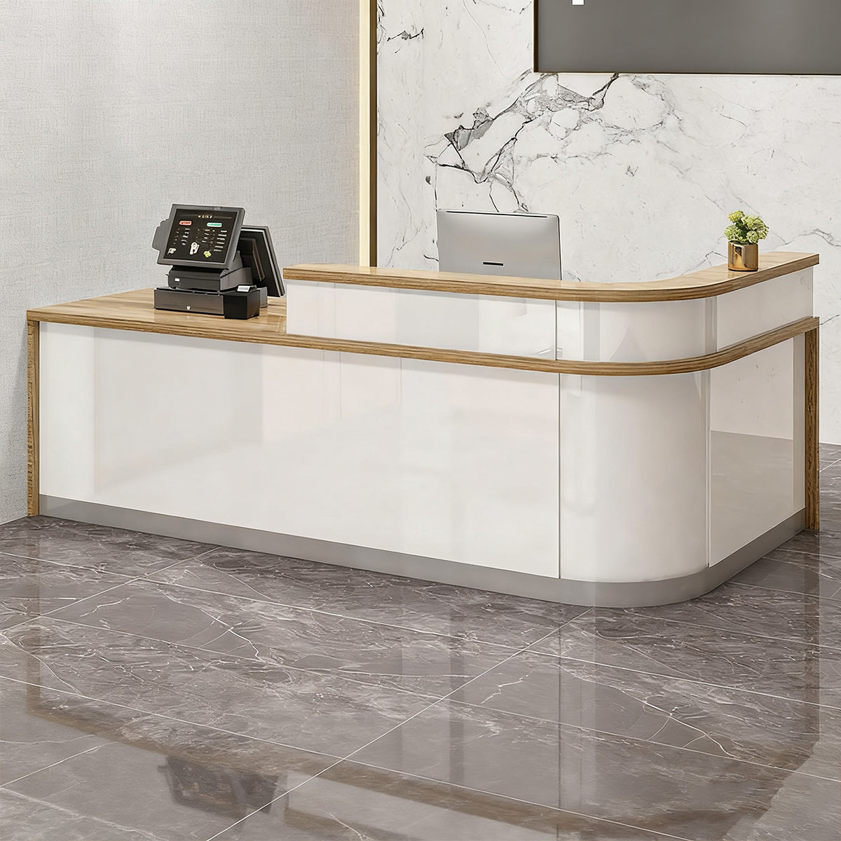 Rectangular Laminate Front Reception Desk with Filing Cabinet JDT-766