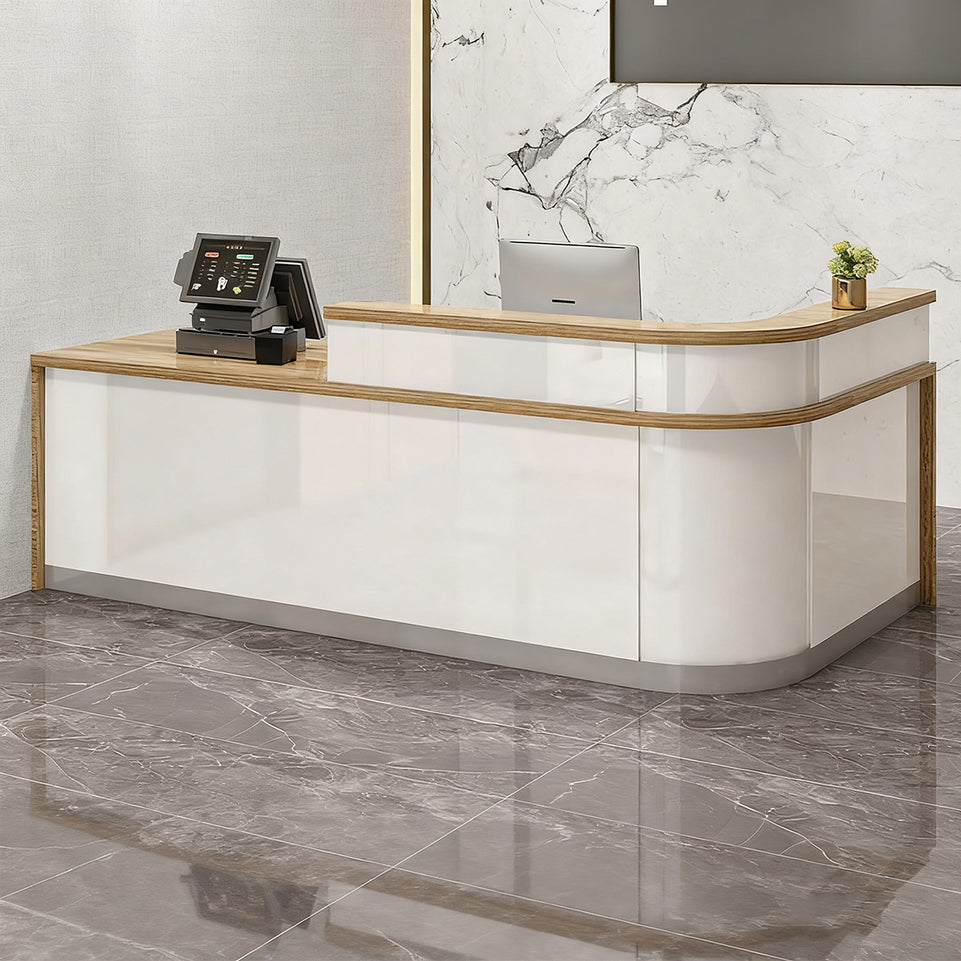 Rectangular Laminate Front Reception Desk with Filing Cabinet JDT-766