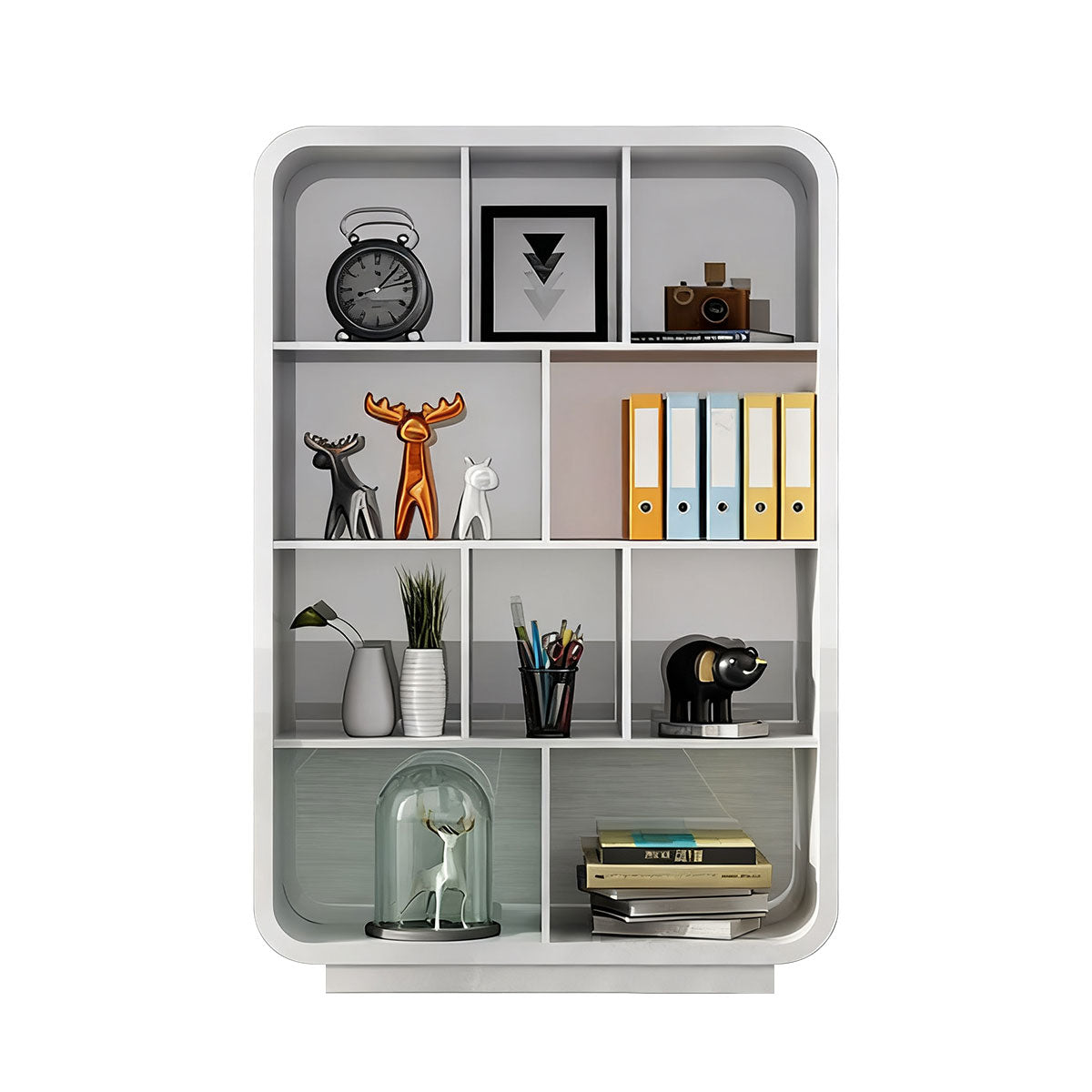 Sleek White Executive Desk With Oddly Shaped Modern and Stylish Office Table  LBZ-042