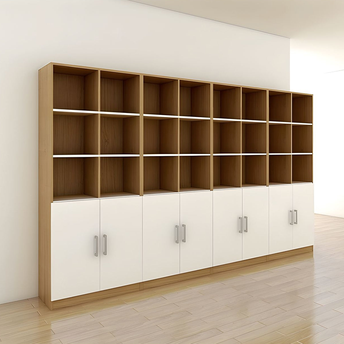 Multi-Functional Office Cabinet with Storage, Display and Lockable Sections for Workspace Organization WJG-2181