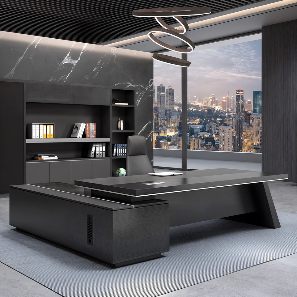 Modern Black Executive Desk in Wood for Office and Computer Work LBZ-756