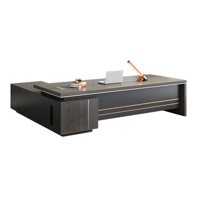 Contemporary Stylish L-Shaped Executive Desk with Side Storage Cabinet for Manager LBZ-605
