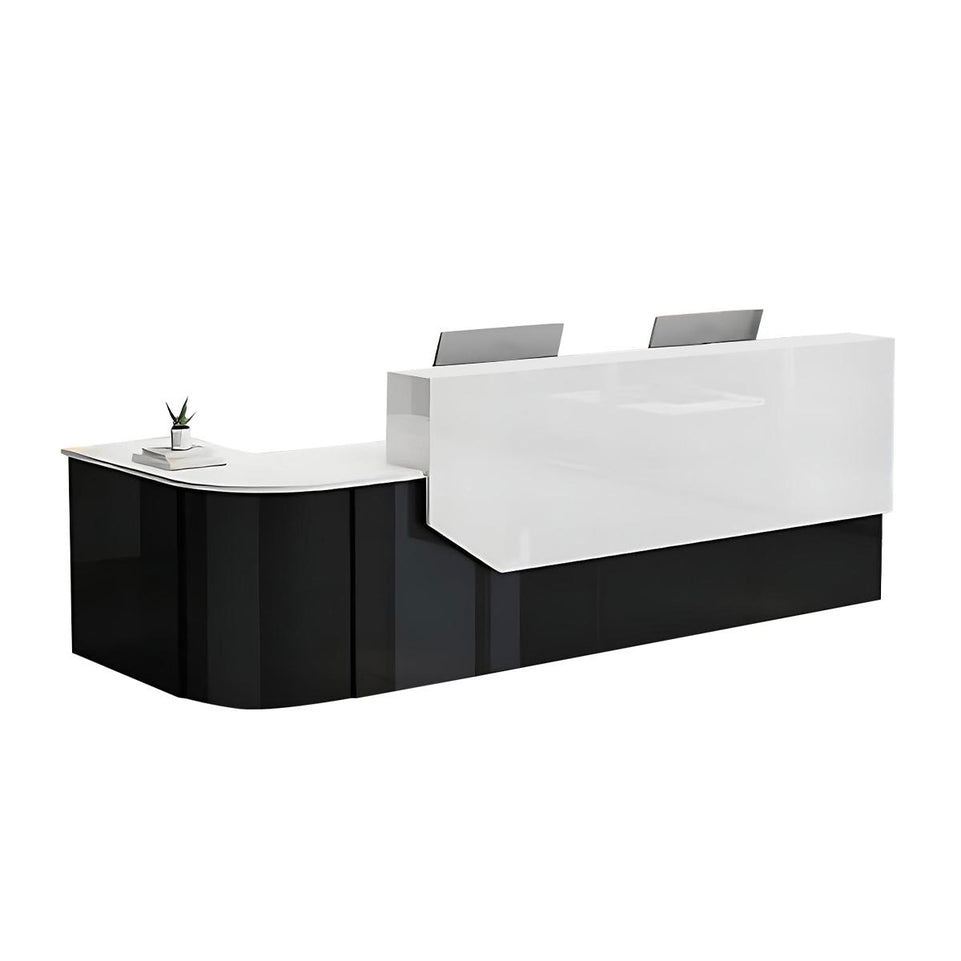 Curved L-Shaped Reception Desks with Lockable Drawer and Storage Cabinet for Offices JDT-1060