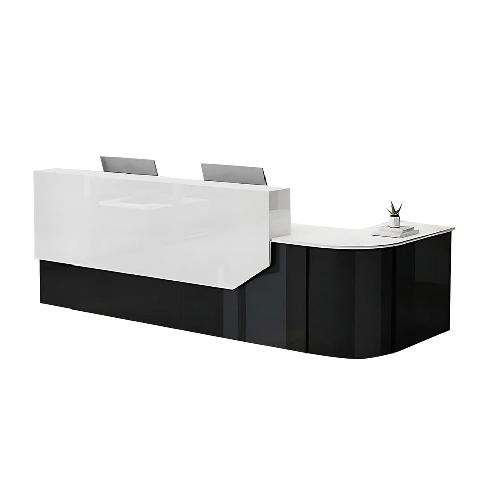 Curved L-Shaped Reception Desks with Lockable Drawer and Storage Cabinet for Offices JDT-1060
