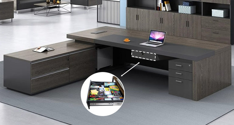 Enhance Your Workspace New Manager L Shaped Pure Office Desk and Chair Combination LBZ-109