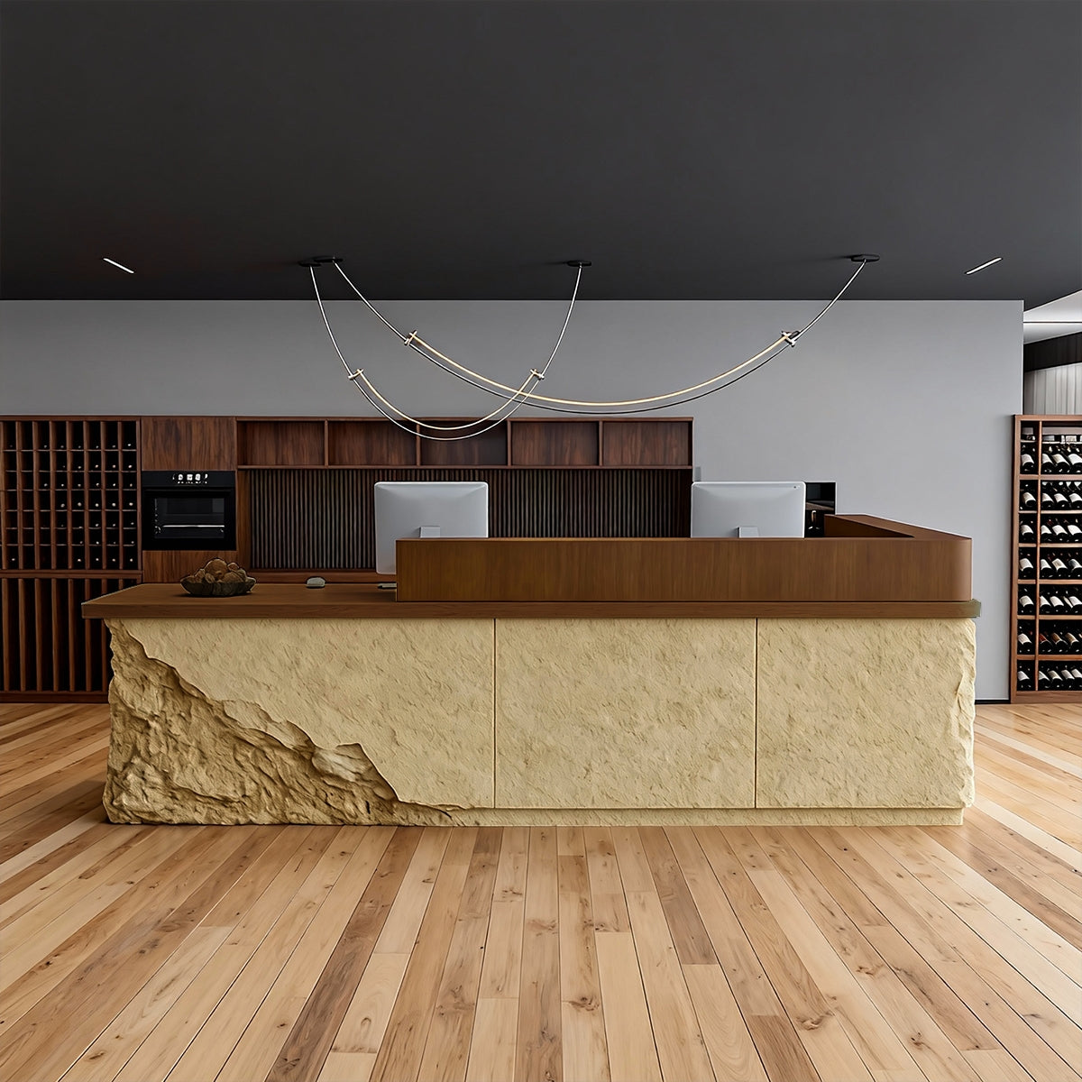 Reception Desk, main product view, Faux Stone Vintage Cashier's Desk Tavern Reception Desk（Stock Items） finish, for reception area or front office,...