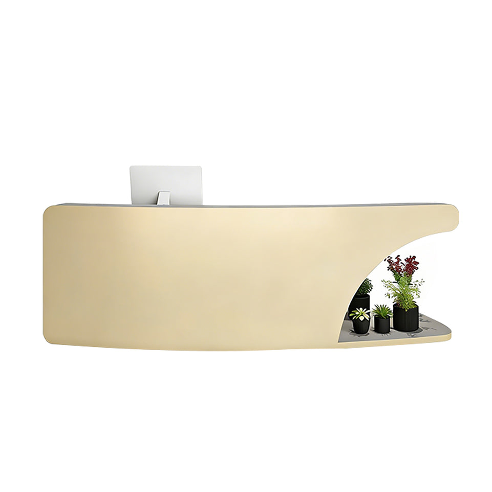 Unique-Shaped Stainless Steel Front Desk with 2 Cabinets for Clothing Stores and Barber Shops JDT-10161