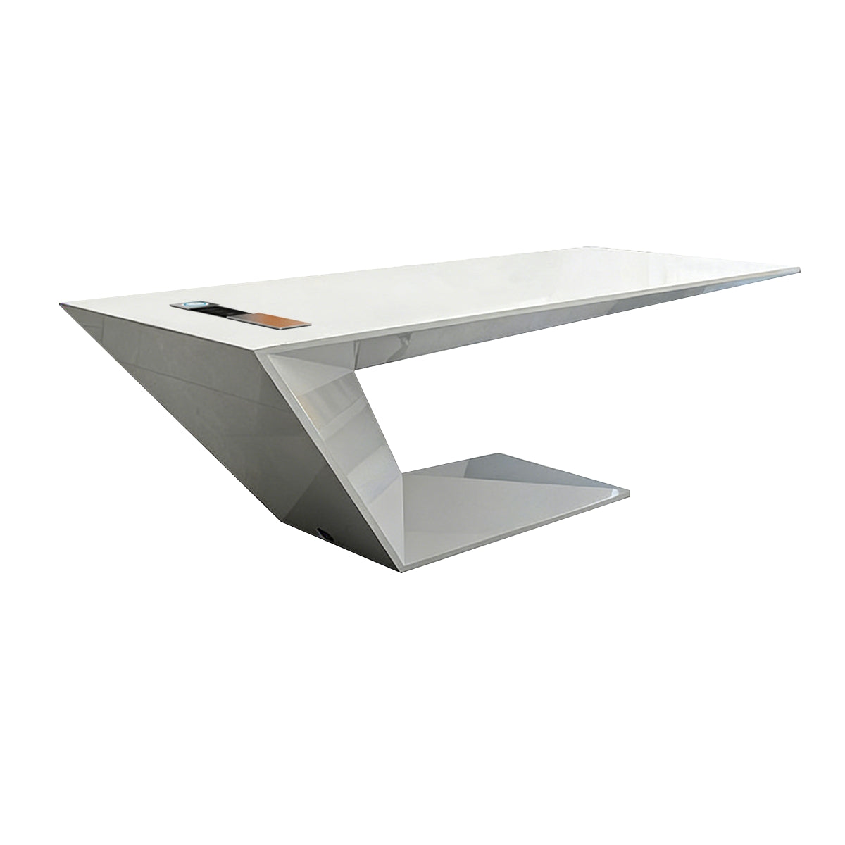 Sleek White Executive Desk With Oddly Shaped Modern and Stylish Office Table LBZ-042