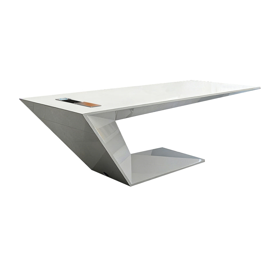 Modern Executive Desk with Built-In Outlets & Cable Management for Home Office