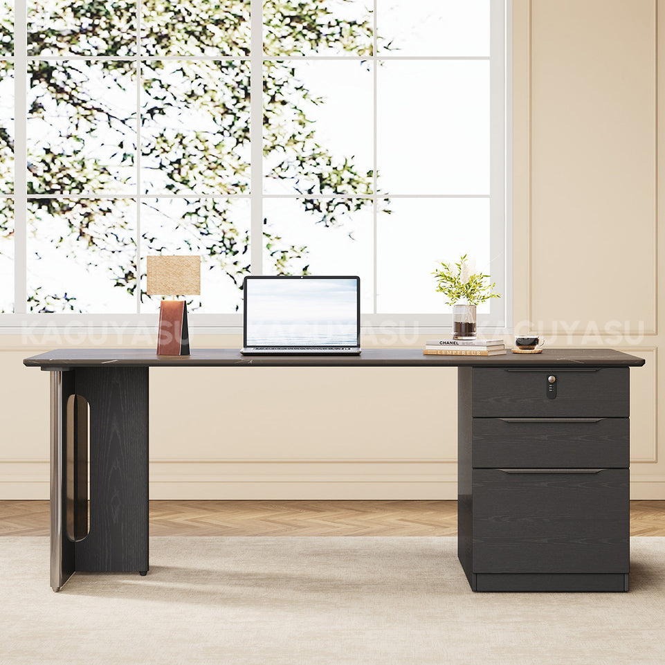 63-Inch Black Minimalist Office Desk with Large Storage Drawers for Office Use BGZ-2501
