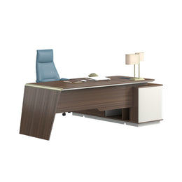 Modern Executive Desk with Built-In Outlets, Cable Management & Lockable for Home Office