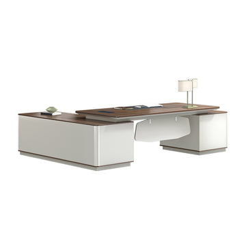 Modern Executive Desk with Built-In Outlets, Cable Management & Lockable for Home Office