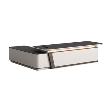 Modern Executive Desk 94-149 in Wide with Curved & LED Lighting for Home Office