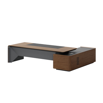 L-Shaped Executive Desk 94-142 in Wide with File Drawers & Lumbar Support for Home Office