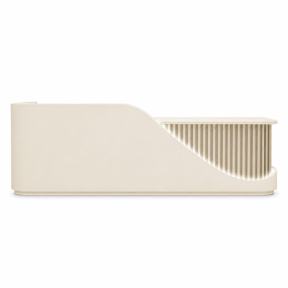 Modern Curved Reception Desk with Stone-Look Front Panel