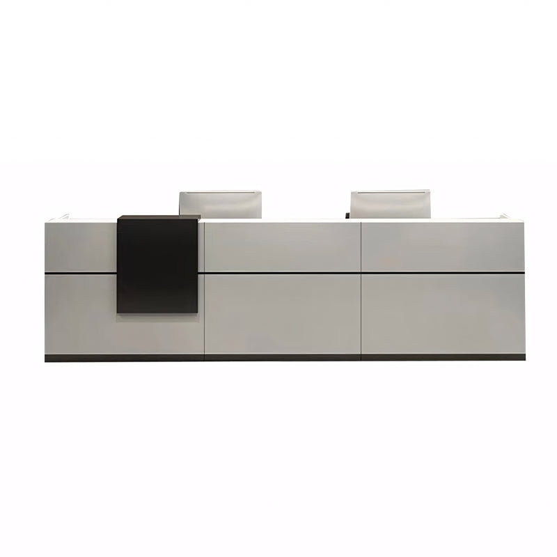 Color-Blocked Reception Desk with Compartments and Mobile Cabinet for Offices JDT-1096