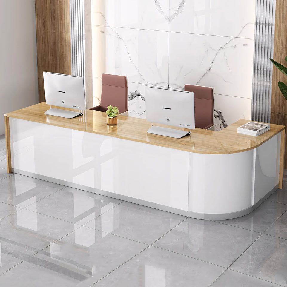 Modern and Minimalist Corner Reception Desk for Commercial Spaces JDT-071