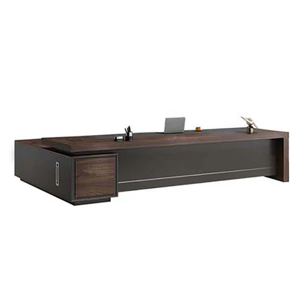 Color-Blocked L-Shaped Executive Desk with Combination Lock and Cabinet for Office LBZ-1027